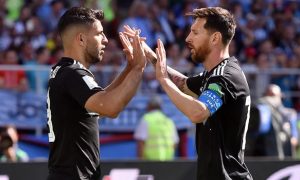 Lionel Messi and Sergio Aguero Barcelona